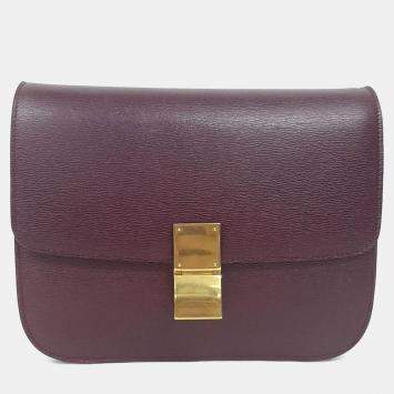 Pre Owned Celine Purple Classic Leather Box Bag