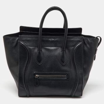 Pre Owned Celine Black Leather Mini Luggage Tote