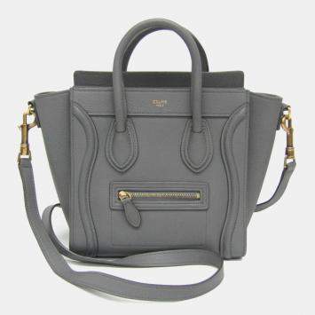 Pre Owned Celine Luggage Nano Gray Leather Top Handle Bag