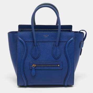 Celine Blue Leather Micro Luggage Tote