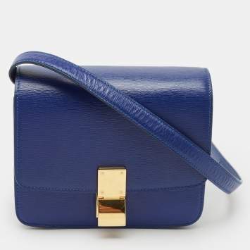 Pre Owned Celine Blue Leather Small Classic Box Flap Bag