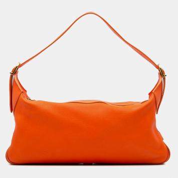 Celine Orange Medium Supple Grained Calfskin Romy Shoulder Bag