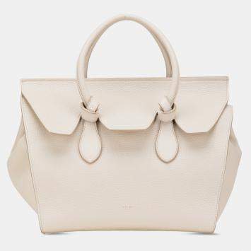 Celine White Small Grained Calfskin Tie Knot Handbag