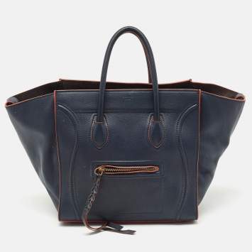 Celine Navy Blue Leather Medium Phantom Luggage Bag