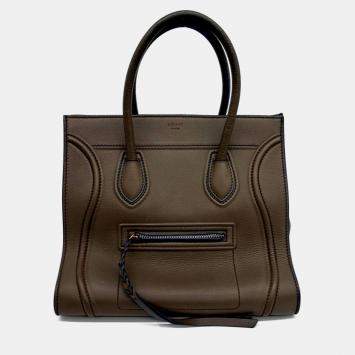 Celine Brown Leather Phantom Luggage Bag