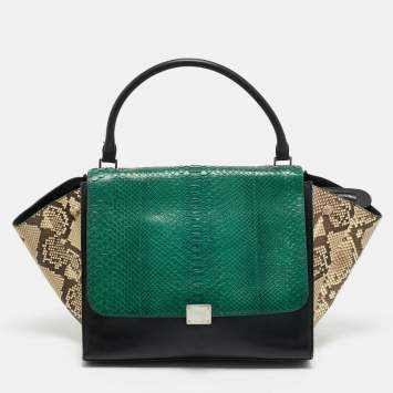Celine Tricolor Python and Leather Large Trapeze Top Handle Bag