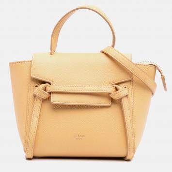 Pre Owned Celine Yellow Pico Grained Calfskin Belt Bag
