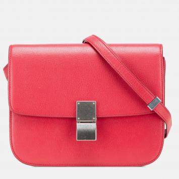 Celine Red Medium Calfskin Classic Box