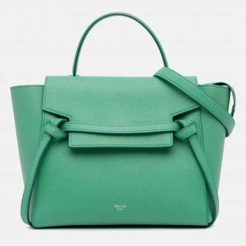 Pre Owned Celine Green Mini Grained Calfskin Belt Bag