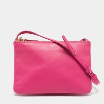 Celine Fuchsia Leather Small Trio Crossbody Bag