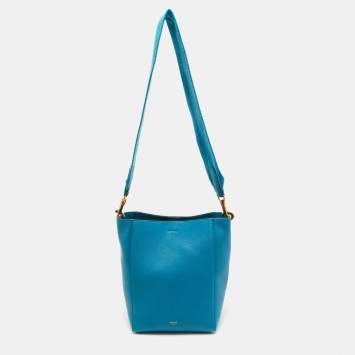 Pre Owned Celine Blue Leather Small Seau Sangle Bucket Bag
