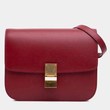 Pre Owned Celine Red Medium Calfskin Classic Box