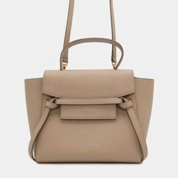 Pre Owned Celine Belt Bag Nano Beige Leather Top Handle Bag