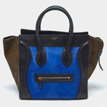 Celine Tricolor Calf Hair and Leather Mini Luggage Tote