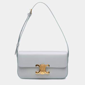 Pre Owned Celine Grey Shiny Calfskin Claude Shoulder Bag