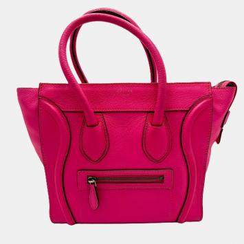 Celine Fluorescent Pink Micro Luggage Tote Bag
