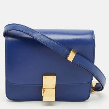 Pre Owned Celine Blue Leather Small Classic Box Flap Bag