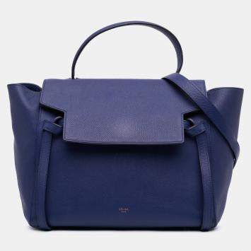 Pre Owned Celine Blue Mini Grained Calfskin Belt Bag