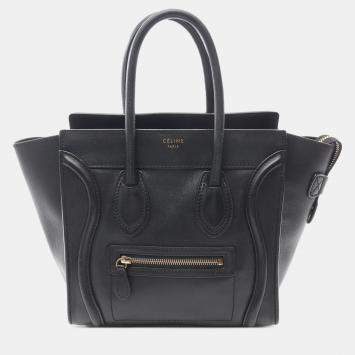 Celine Black Micro Smooth Calfskin Luggage Tote