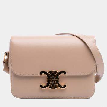 Pre Owned Celine Brown Teen Shiny Calfskin Triomphe Crossbody
