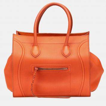 Celine Orange Medium Leather Phantom Luggage Tote