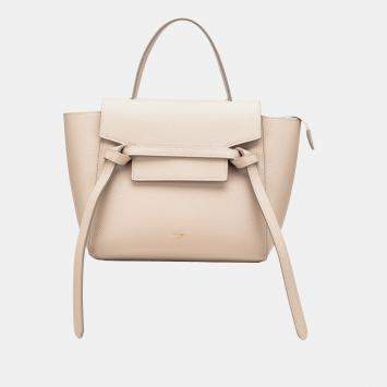 Celine Beige Brown Nano Grained Calfskin Belt Bag