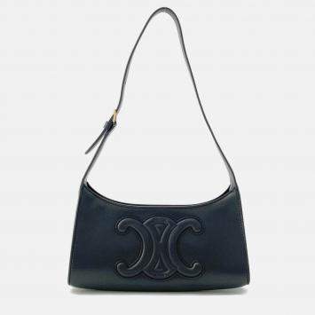 Celine Cuir Triomphe One Shoulder Bag Black Leather