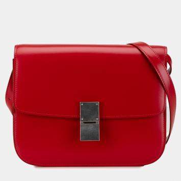 Celine Red Medium Calfskin Classic Box