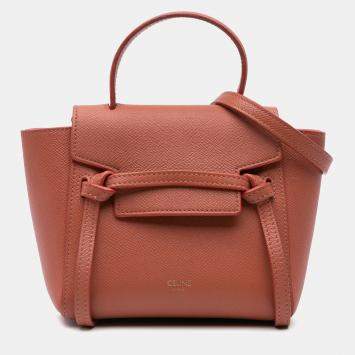 Pre Owned Celine Orange Pico Grained Calfskin Belt Bag