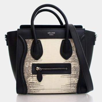 Pre Owned Celine Luggage Nano Lizard Leather Tote Bag
