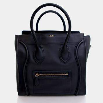 Pre Owned Celine Luggage Mini Black Calfskin Tote Bag