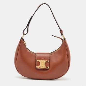Celine Brown Leather Medium Ava Triomphe Shoulder Bag