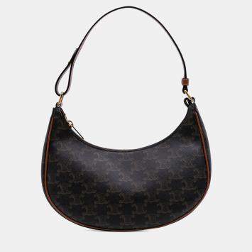 Pre Owned Celine Brown Triomphe Coated Canvas Ava Shoulder Bag