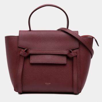 Pre Owned Celine Red Nano Grained Calfskin Belt Bag