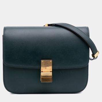 Pre Owned Celine Green Medium Calfskin Classic Box