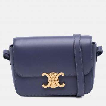 Pre Owned Celine Purple Teen Shiny Calfskin Triomphe Crossbody