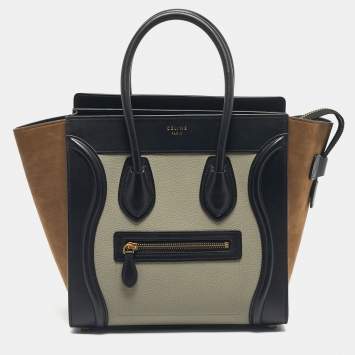 Celine Tri Color Nubuck and Leather Micro Luggage Tote