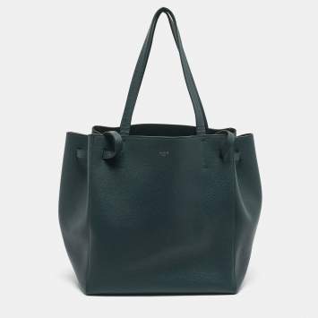 Celine Dark Green Leather Small Cabas Phantom Tote