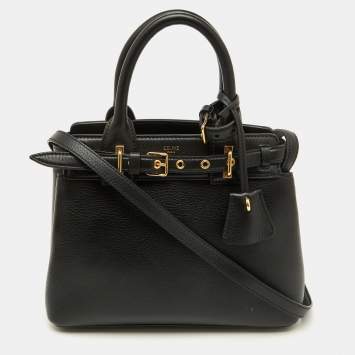 Pre Owned Celine Black Supple Leather Teen Conti Satchel