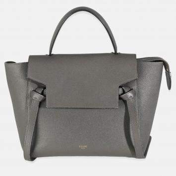Pre Owned Celine Grey Grained Calfskin Micro Belt Bag