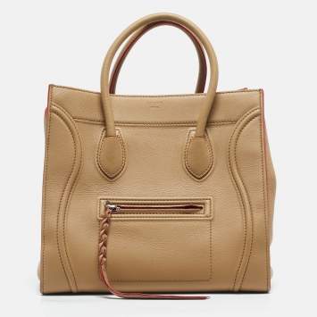 Pre Owned Celine Tan Leather Medium Phantom Luggage Tote