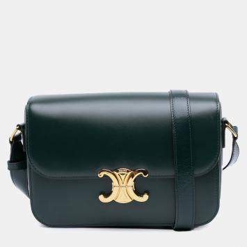 Pre Owned Celine Green Classique Shiny Calfskin Triomphe Crossbody