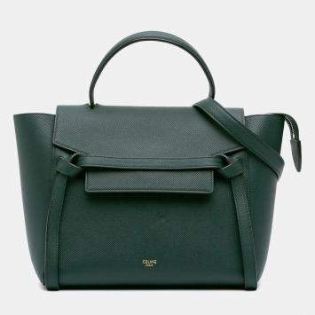 Pre Owned Celine Green Micro Grained Calfskin Belt Bag