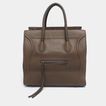 Pre Owned Celine Etoupe Leather Large Phantom Luggage Tote