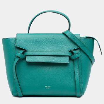 Pre Owned Celine Green Micro Grained Calfskin Belt Bag