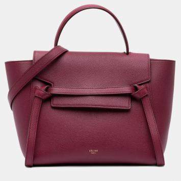 Pre Owned Celine Red Micro Grained Calfskin Belt Bag
