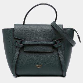 Pre Owned Celine Green Pico Grained Calfskin Belt Bag