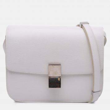 Pre Owned Celine White Medium Calfskin Classic Box