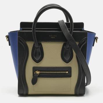 Pre Owned Celine Tricolor Leather Nano Luggage Tote