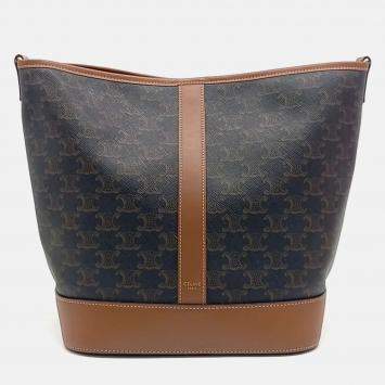 Pre Owned Celine Brown Canvas and Leather Celine Brown Triumph Bucket Bag